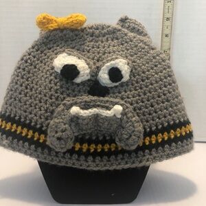 Gray Crocheted Bulldog Beanie for Kids